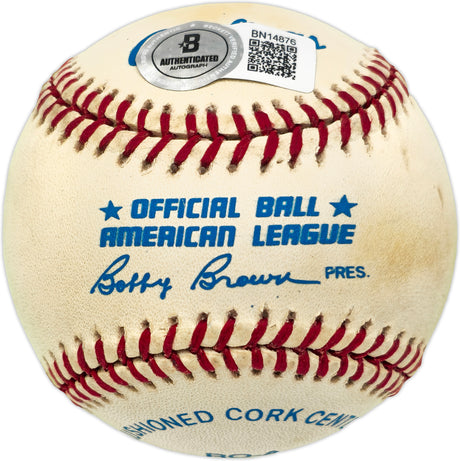 Carl Yastrzemski Autographed Official AL Baseball Boston Red Sox Beckett BAS QR #BN14876