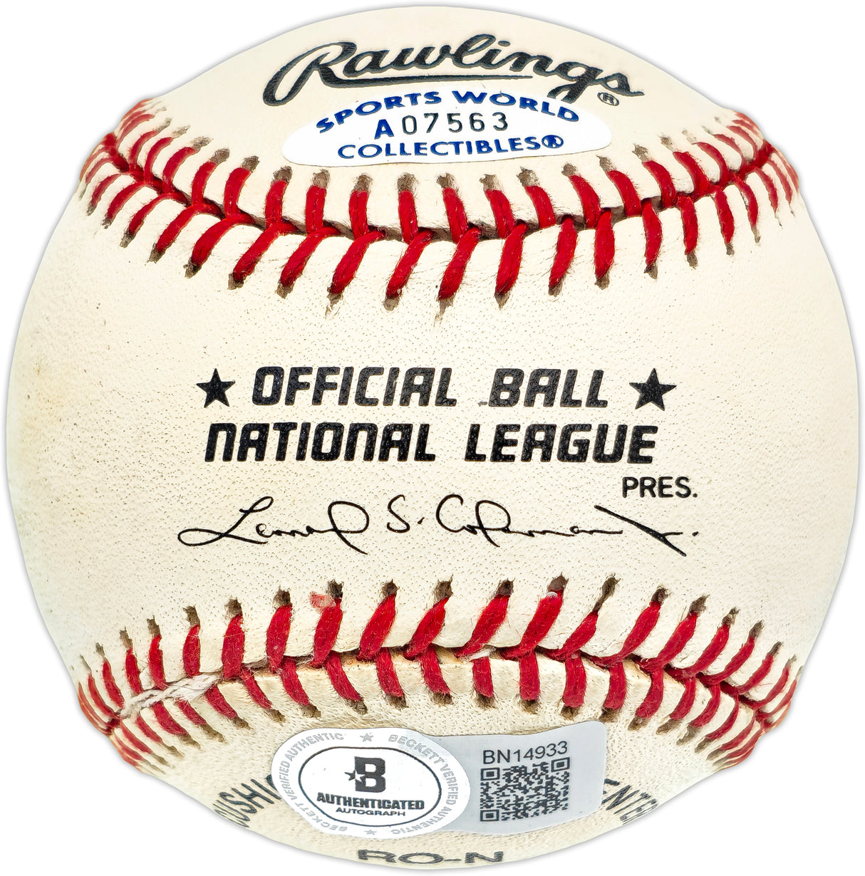 Fergie Jenkins Autographed Official NL Baseball Chicago Cubs "284 Wins" Beckett BAS QR #BN14933