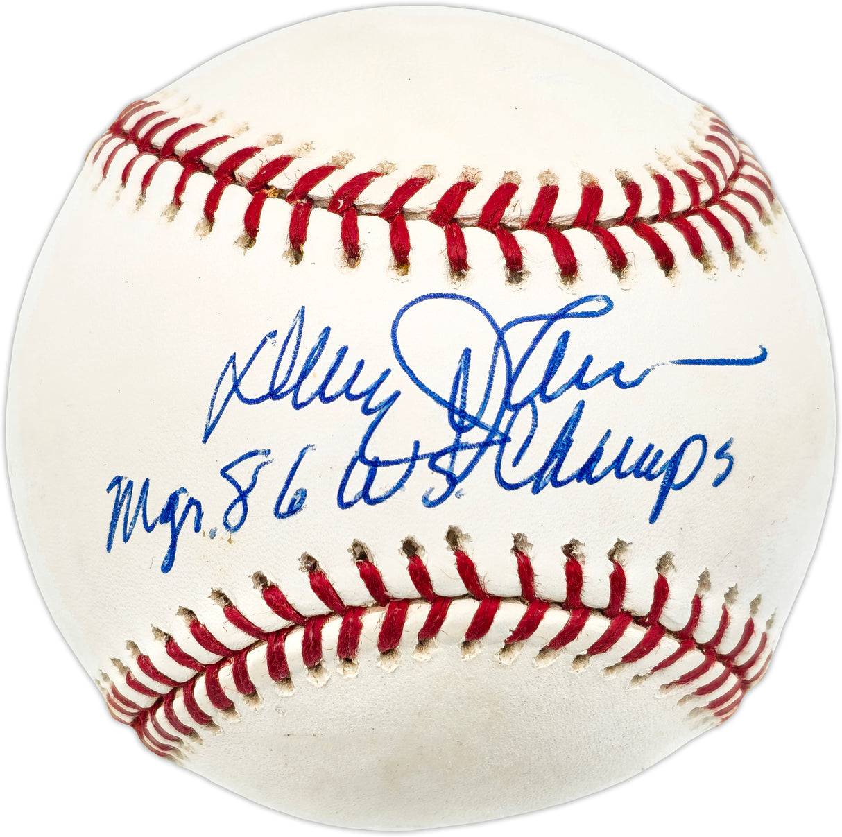 Davey Johnson Autographed Official MLB Baseball New York Mets "Mgr. 86 WS Champs" Beckett BAS QR #BN14960