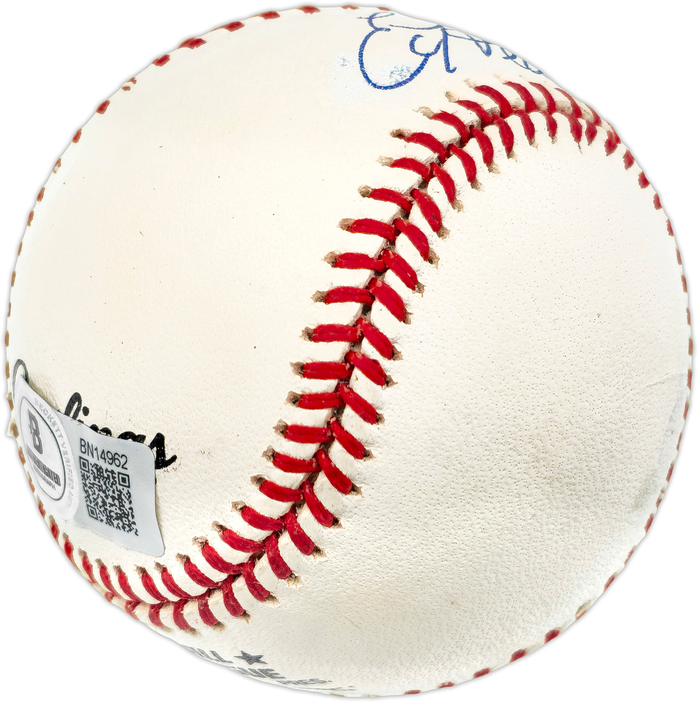 Ed Hearn Autographed Official NL Baseball New York Mets "86 WS Champs" Beckett BAS QR #BN14962
