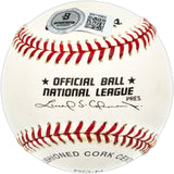 Terry Leach Autographed Official NL Baseball New York Mets "1986 World Series Champs" Beckett BAS QR #BN14965