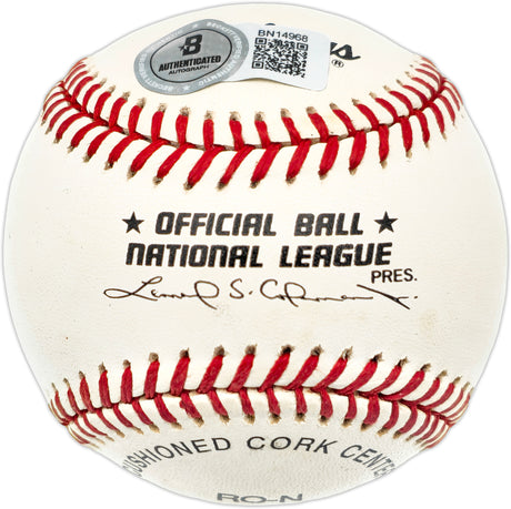 Dave Magadan Autographed Official NL Baseball New York Mets "1986 WS Champs" Beckett BAS QR #BN14968
