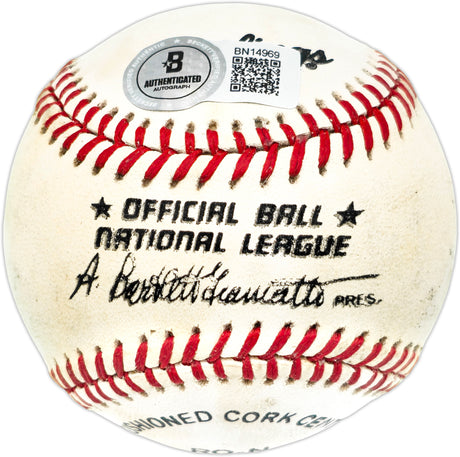 Roger McDowell Autographed Official NL Baseball New York Mets Beckett BAS QR #BN14969