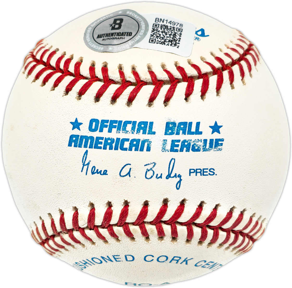 Albie Pearson Autographed Official AL Baseball Washington Senators "AL ROY 1958" Beckett BAS QR #BN14978