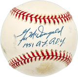 Gil McDougald Autographed Official AL Baseball New York Yankees "1951 AL ROY" Beckett BAS QR #BN14983