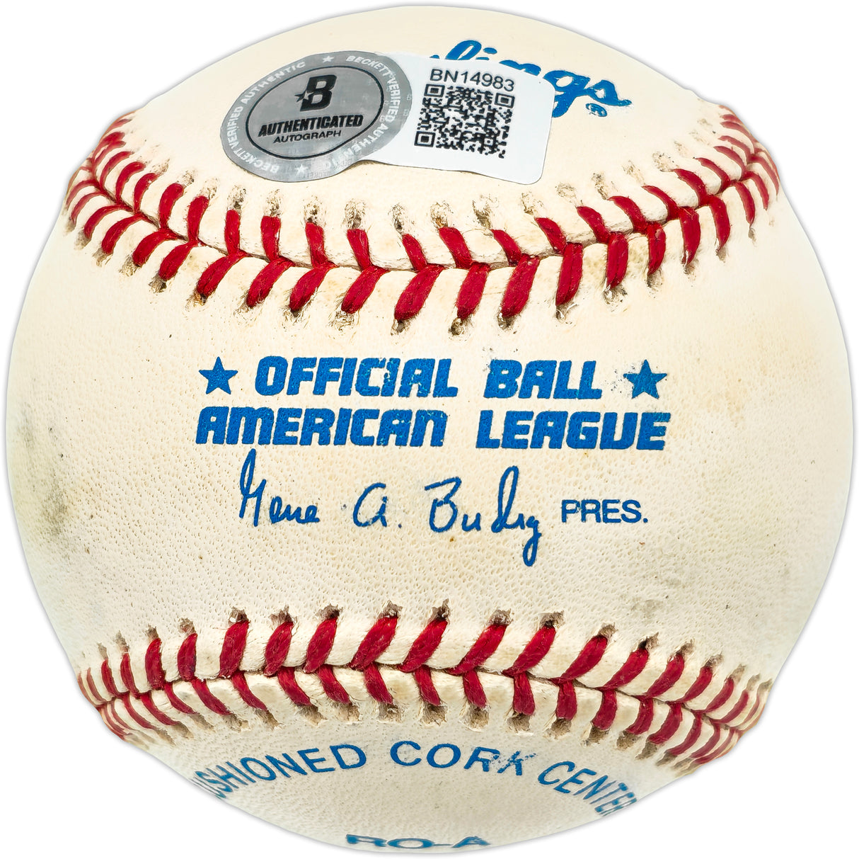 Gil McDougald Autographed Official AL Baseball New York Yankees "1951 AL ROY" Beckett BAS QR #BN14983