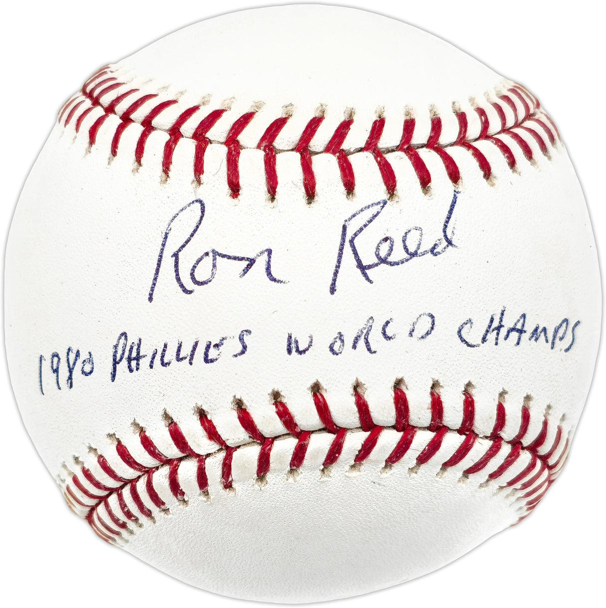 Ron Reed Autographed Official MLB Baseball Philadelphia Phillies "1980 Phillies World Champs 100 wins 100 saves" Beckett BAS QR #BN14991