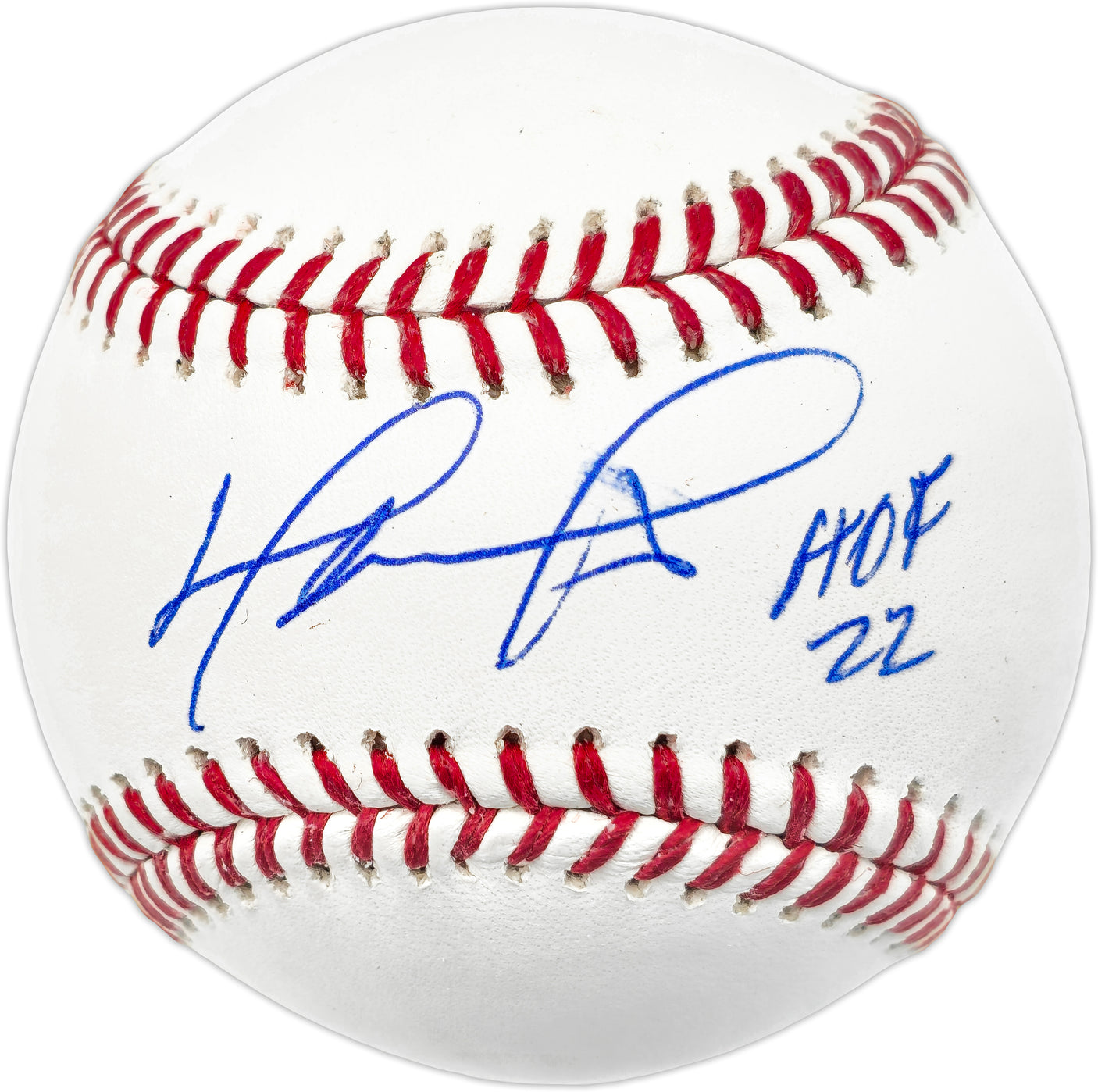 David Ortiz Autographed Official MLB Baseball Boston Red Sox "HOF 22" (Smudged) Beckett BAS Witness #WY88225