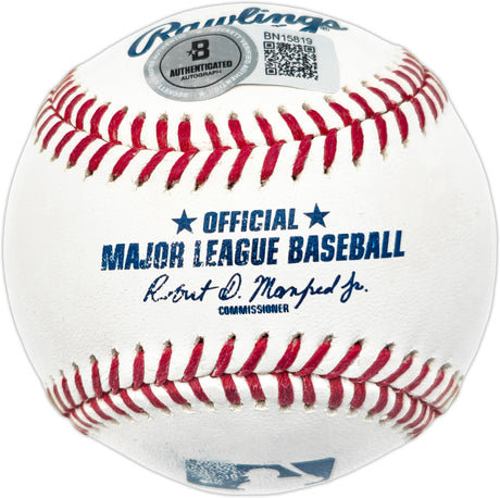 Nolan Ryan Autographed Official MLB Baseball Texas Rangers (Smudged) Beckett BAS QR #BN15819