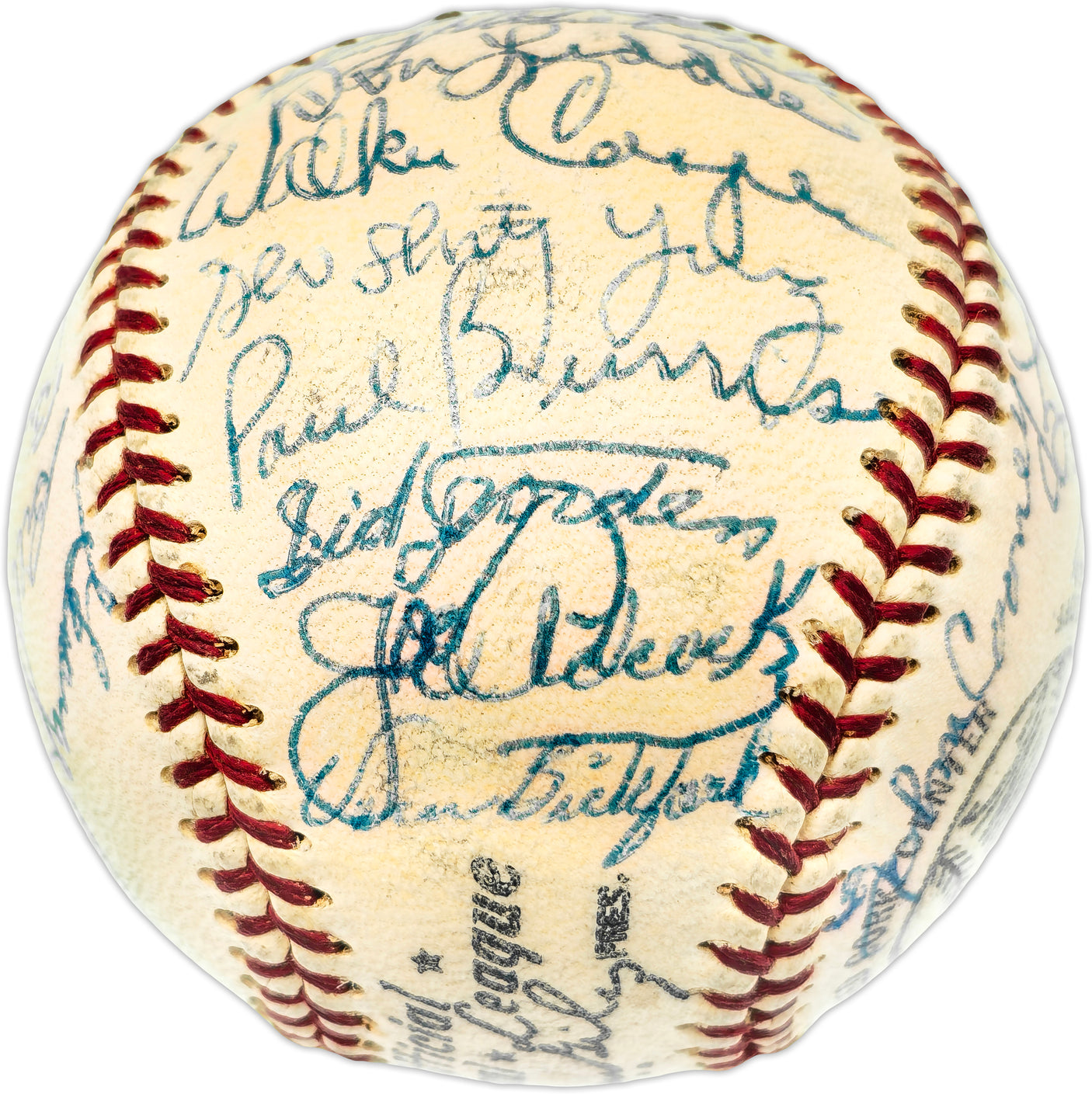 1953 Milwaukee Braves Autographed Official Giles NL Baseball SKU #237414