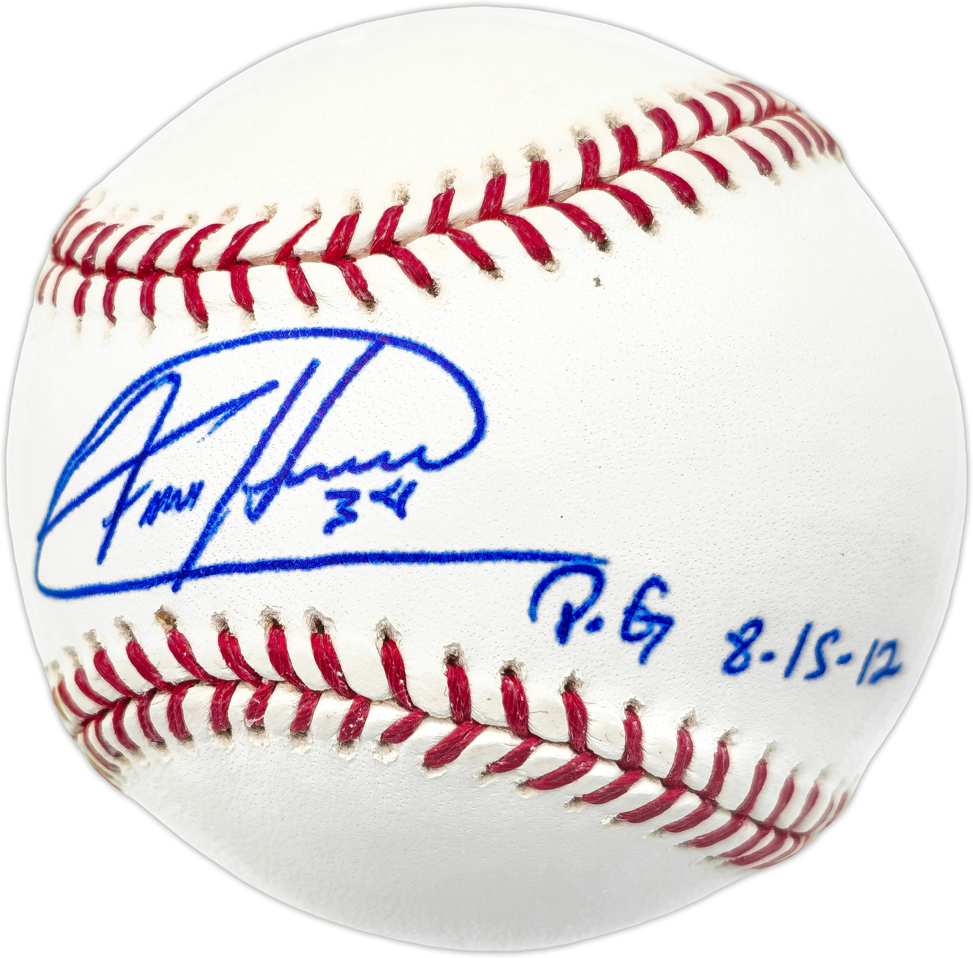 Felix Hernandez Autographed Official MLB Baseball Seattle Mariners "P.G. 8-15-12" PSA/DNA #4A52891
