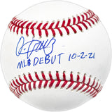 Oneil Cruz Autographed Official MLB Baseball Pittsburgh Pirates "MLB Debut 10-2-21" Beckett BAS QR #BJ55419