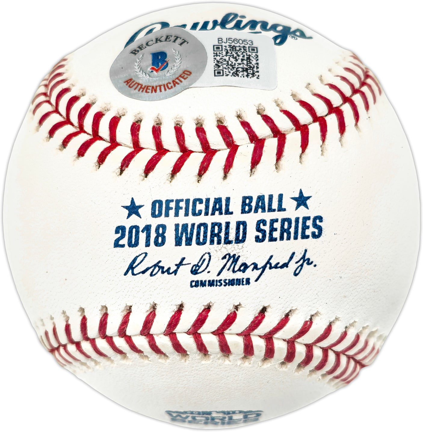Mookie Betts Autographed Official 2018 World Series Logo Baseball Boston Red Sox & Los Angeles Dodgers Beckett BAS QR #BJ56053