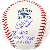 Cristian Javier Autographed Official 2022 World Series Logo Baseball Houston Astros "22 WS Game 4 No Hitter" (Smudged) Beckett BAS Witness #W722632
