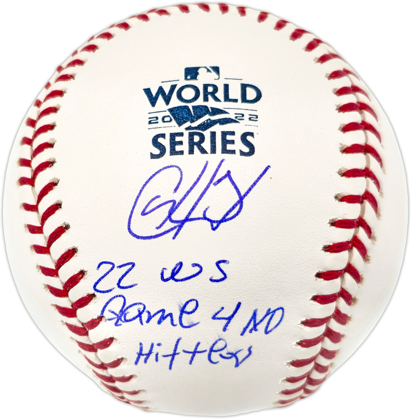 Cristian Javier Autographed Official 2022 World Series Logo Baseball Houston Astros "22 WS Game 4 No Hitter" (Smudged) Beckett BAS Witness #W722632