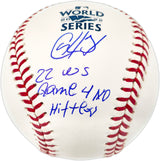 Cristian Javier Autographed Official 2022 World Series Logo Baseball Houston Astros "22 WS Game 4 No Hitter" (Smudged) Beckett BAS Witness #W722632
