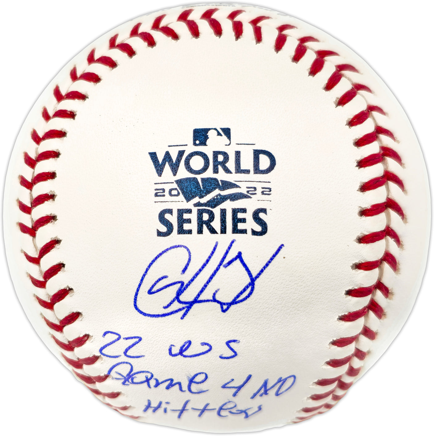 Cristian Javier Autographed Official 2022 World Series Logo Baseball Houston Astros "22 WS Game 4 No Hitter" (Smudged) Beckett BAS Witness #W722632