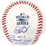 Cristian Javier Autographed Official 2022 World Series Logo Baseball Houston Astros "22 WS Game 4 No Hitter" (Smudged) Beckett BAS Witness #W722632