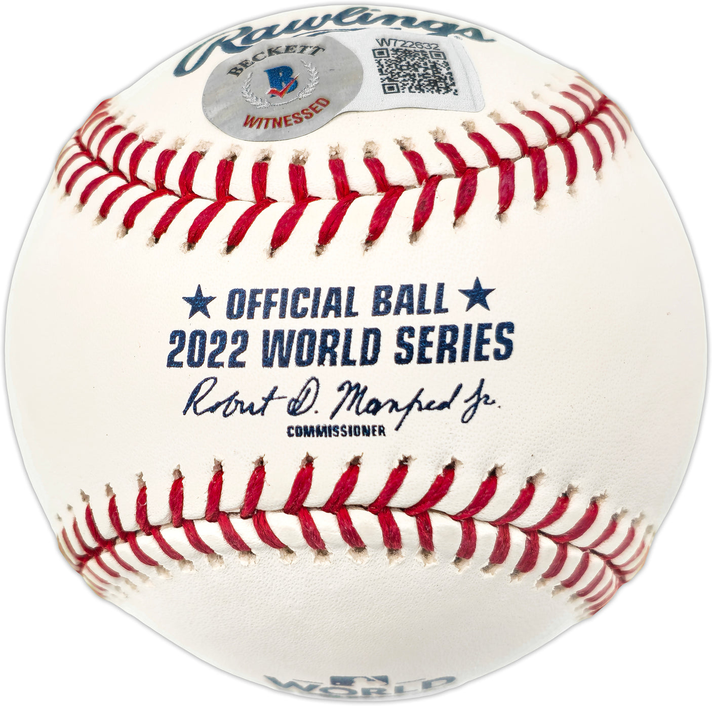 Cristian Javier Autographed Official 2022 World Series Logo Baseball Houston Astros "22 WS Game 4 No Hitter" (Smudged) Beckett BAS Witness #W722632