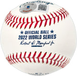 Yordan Alvarez Autographed Official 2022 World Series Logo Baseball Houston Astros "22 WS Champs" Beckett BAS Witness #W722259