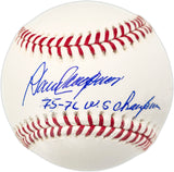 Dave Concepcion Autographed Official MLB Baseball Cincinnati Reds "75-76 World Series Champions" Beckett BAS Witness #W529291