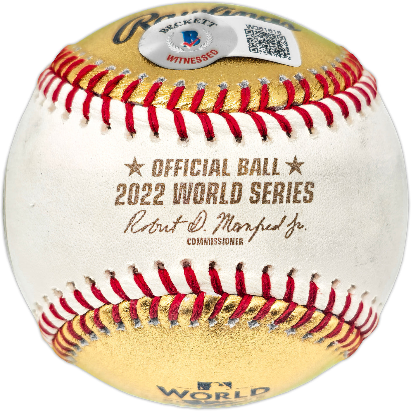 Kyle Tucker Autographed Official   2022 World Series Gold MLB Baseball Houston Astros (Smudged) Beckett BAS Witness #W381818