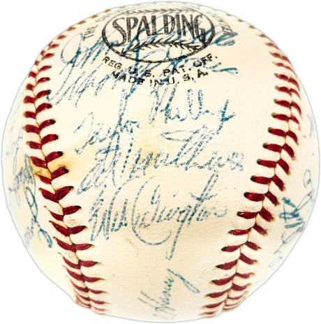 1957 Milwaukee Braves Team Autographed Official Giles NL Baseball PSA 5 Auto Grade 7 With 29 Signatures Including Hank Aaron & Eddie Mathews PSA/DNA #AE04716