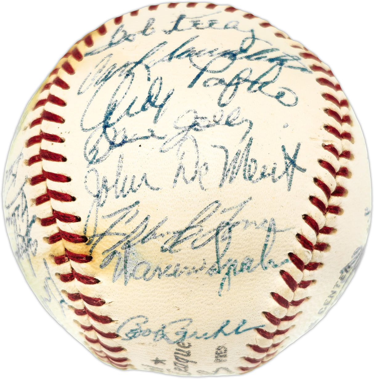 1957 Milwaukee Braves Team Autographed Official Giles NL Baseball PSA 5 Auto Grade 7 With 29 Signatures Including Hank Aaron & Eddie Mathews PSA/DNA #AE04716