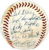 1957 Milwaukee Braves Team Autographed Official Giles NL Baseball PSA 5 Auto Grade 7 With 29 Signatures Including Hank Aaron & Eddie Mathews PSA/DNA #AE04716