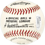 Connie Ryan Autographed Official NL Baseball Boston Braves "6-6 4/16/53" JSA #L90683