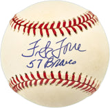 Frank Torre Autographed Official NL Baseball Milwaukee Braves "57 Braves" JSA #C31956
