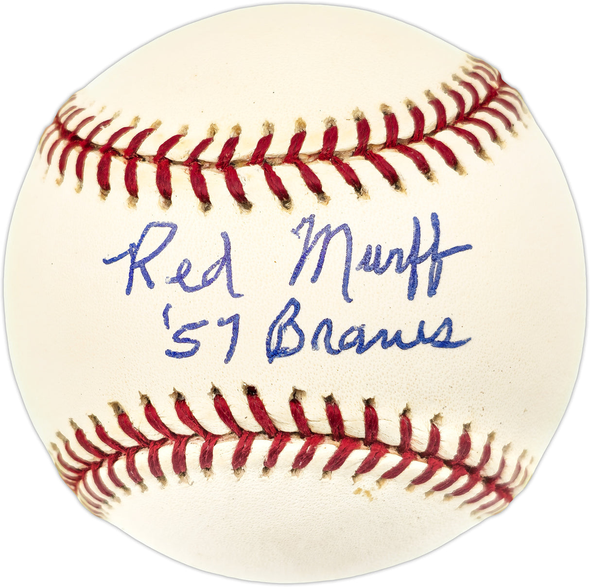 Red Murff Autographed Official NL Baseball Milwaukee Braves "57 Braves" JSA #D82826