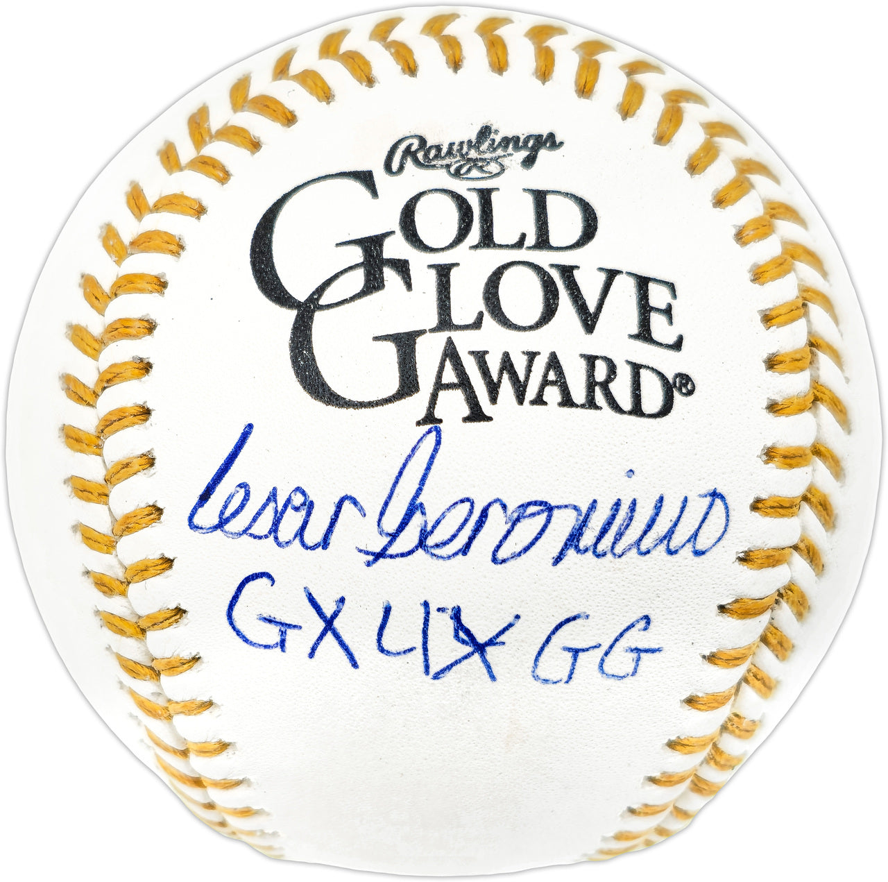 Cesar Geronimo Autographed Official Gold Glove Logo MLB Baseball Cincinnati Reds "GX4XGG" Beckett BAS Witness #W086391