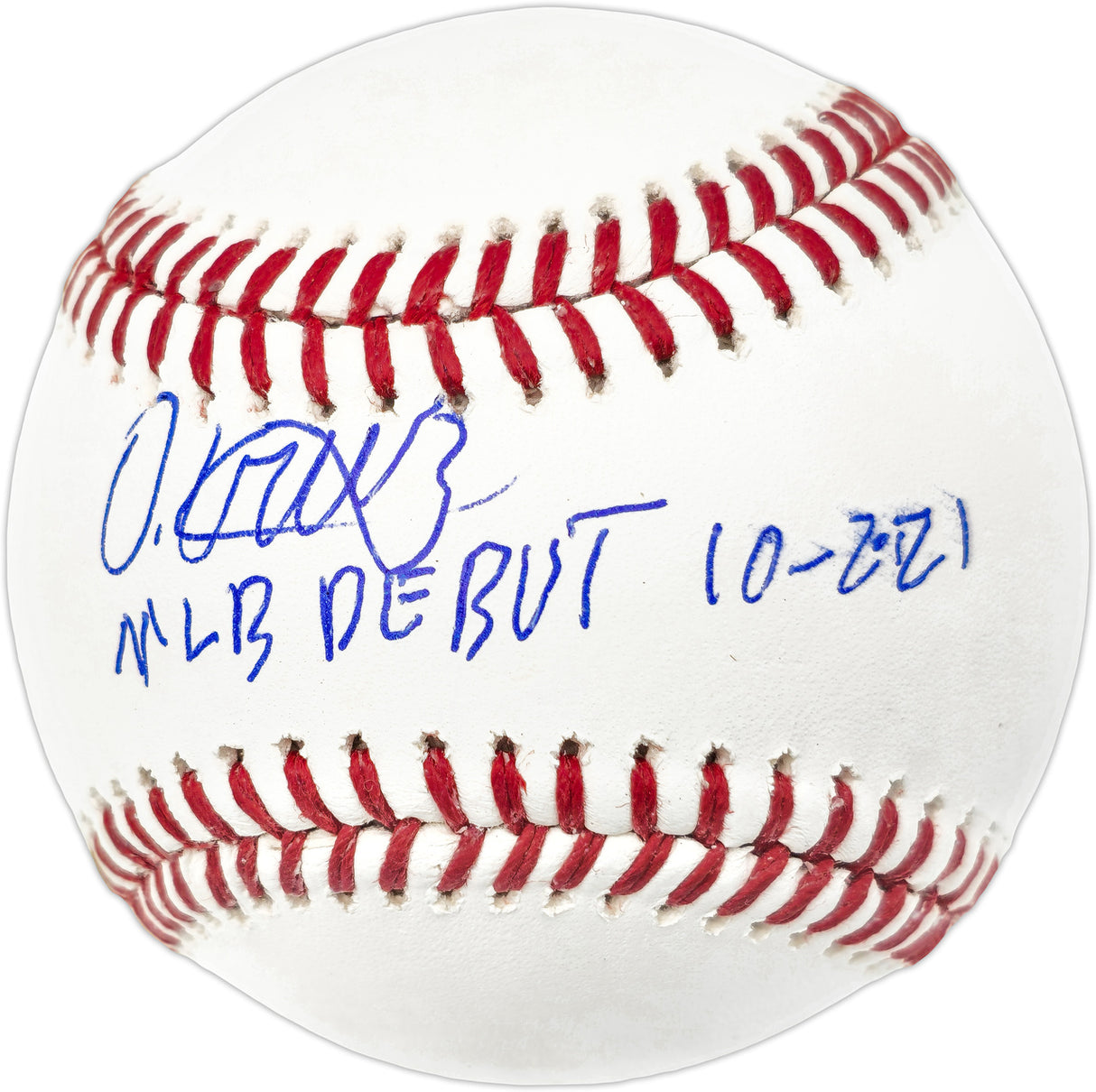 Oneil Cruz Autographed Official MLB Baseball Pittsburgh Pirates "MLB Debut 10-2-21" (Smudged) Beckett BAS QR #BJ55426