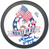 Mark Pavelich Autographed 1980 Miracle on Ice Logo Hockey Puck Team USA #3/50 Beckett BAS QR #BN93405