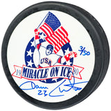 Dave Christian Autographed 1980 Miracle on Ice Logo Hockey Puck Team USA #3/50 Beckett BAS QR #BN93403