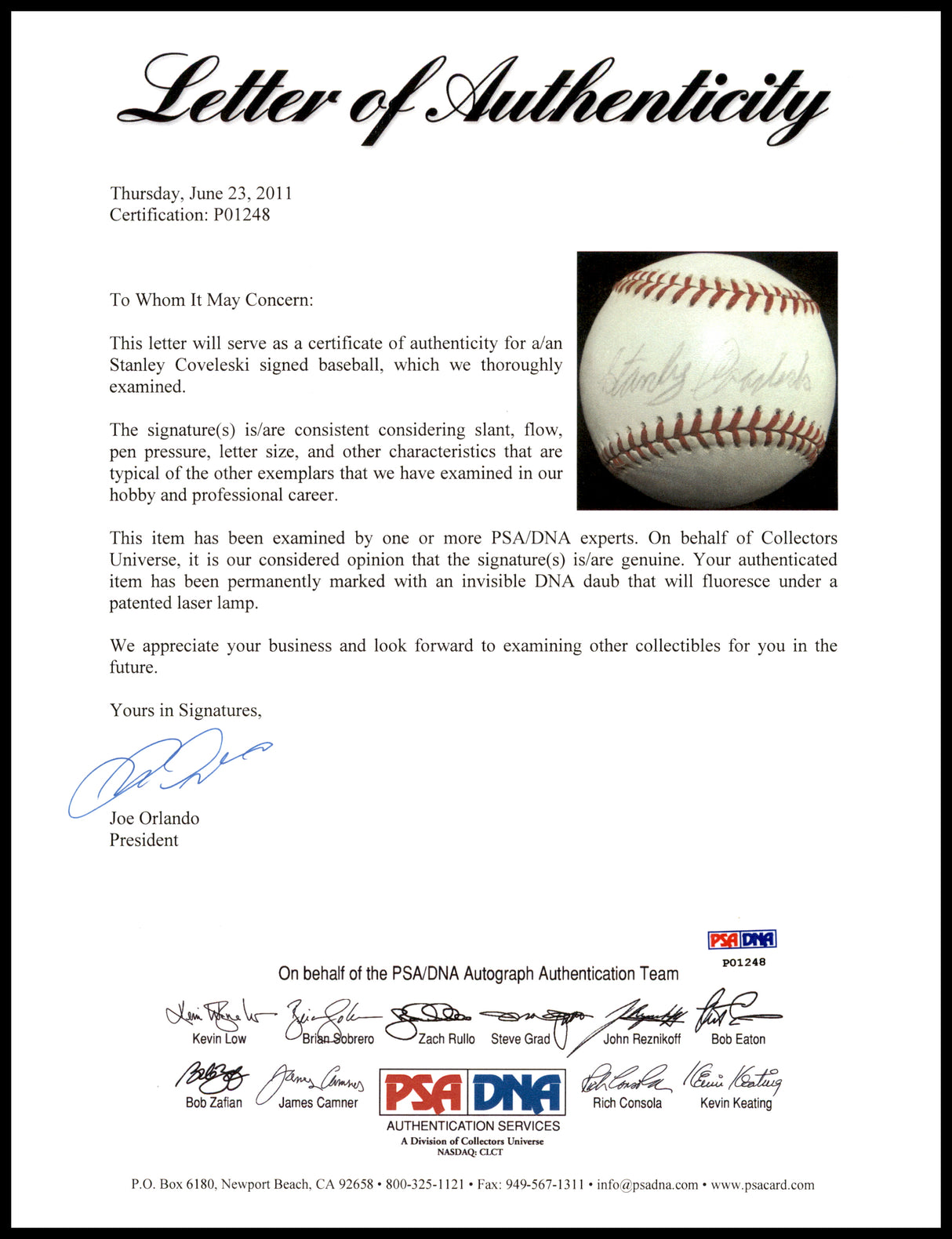 Stanley Coveleski Autographed Official MacPhail AL Baseball Cleveland Indians PSA/DNA #P01248