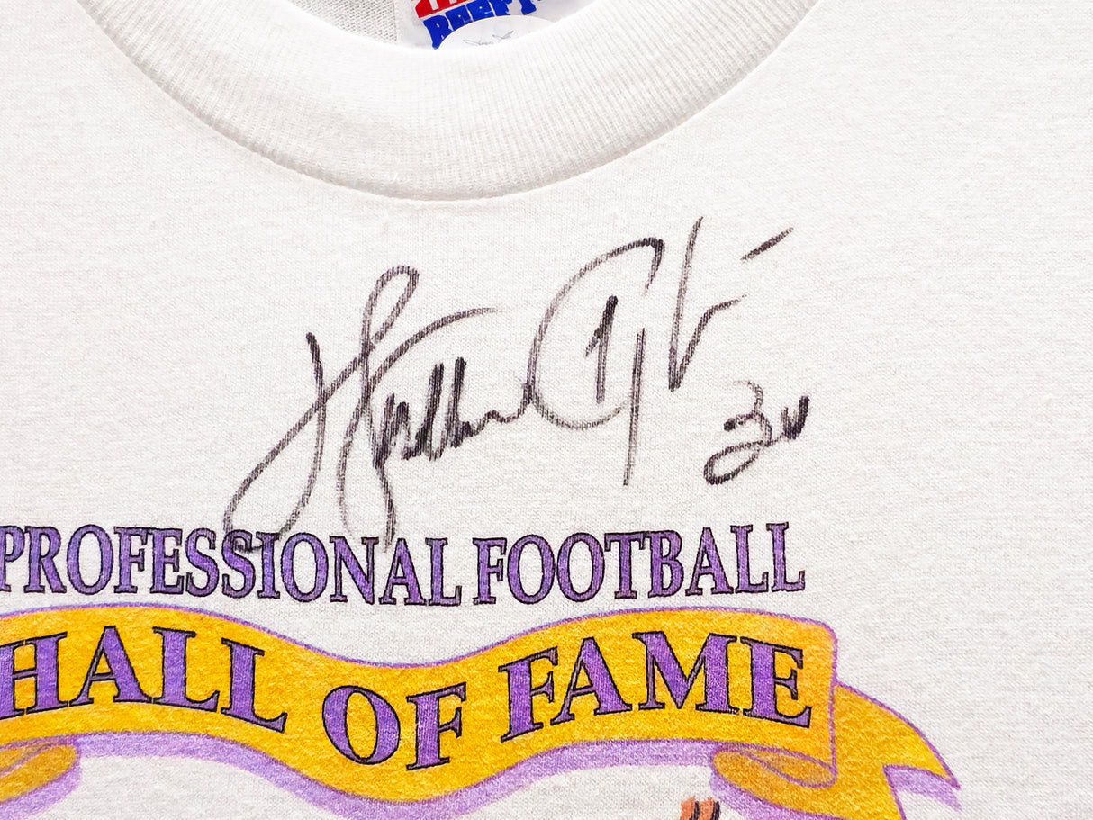 Chicago Bears Walter Payton Autographed Framed White Football Hall Of Fame T-Shirt Jersey "34" JSA #AK66729