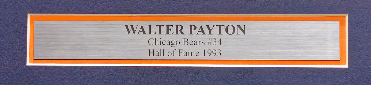 Chicago Bears Walter Payton Autographed Framed White Football Hall Of Fame T-Shirt Jersey "34" JSA #AK66729