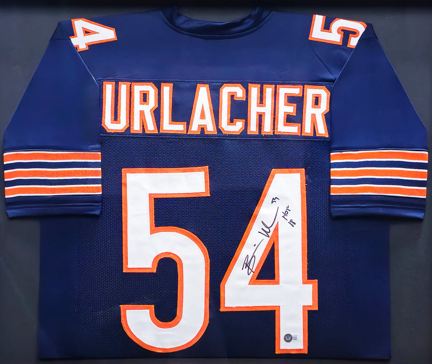 Brian Urlacher Autographed Framed Blue Jersey Chicago Bears "HOF 18" Beckett BAS QR #BH038628