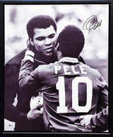 Pele Autographed Framed 20x24 Framed Canvas CBD Brazil With Muhammad Ali (Crease) Beckett BAS #S73823