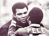 Pele Autographed Framed 20x24 Framed Canvas CBD Brazil With Muhammad Ali (Crease) Beckett BAS #S73823