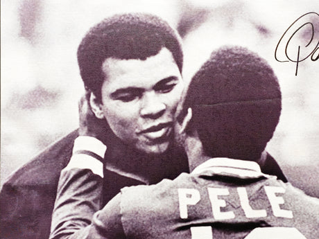 Pele Autographed Framed 20x24 Framed Canvas CBD Brazil With Muhammad Ali (Crease) Beckett BAS #S73823