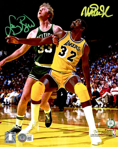 Larry Bird & Magic Johnson Autographed Framed 8x10 Photo Boston Celtics & Los Angeles Lakers Beckett BAS Witness Stock #223776