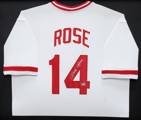 Cincinnati Reds Pete Rose Autographed Framed White Jersey PR Holo SKU #211015