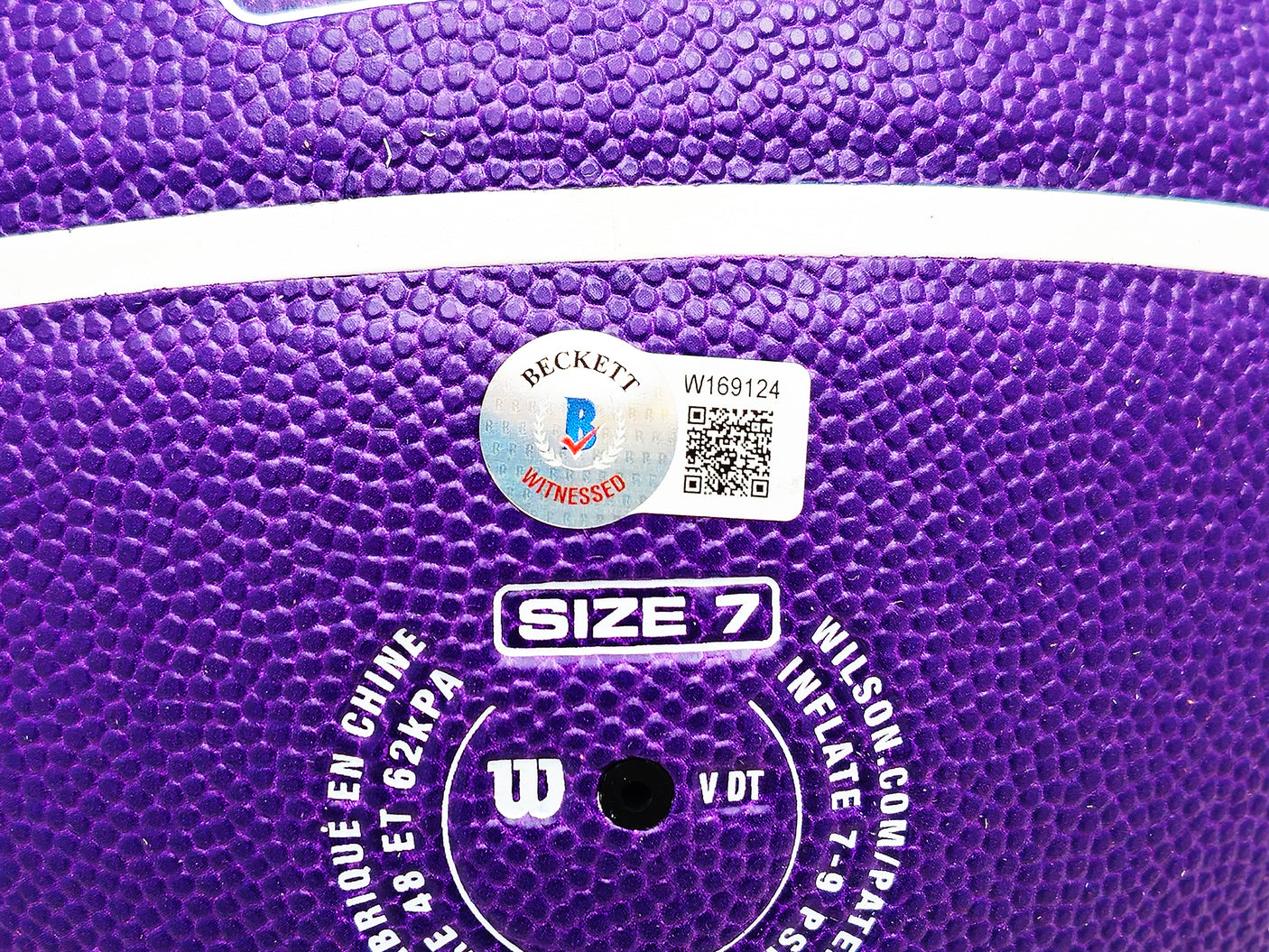 Shaquille O'Neal Autographed Purple City Edition Basketball Los Angeles Lakers Beckett BAS Witness Stock #222786