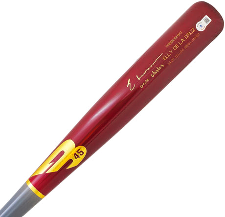 Elly De La Cruz Autographed Red B45 Player Model Baseball Bat Cincinnati Reds "Cycle 6/23/23" Beckett BAS Witness Stock #222802