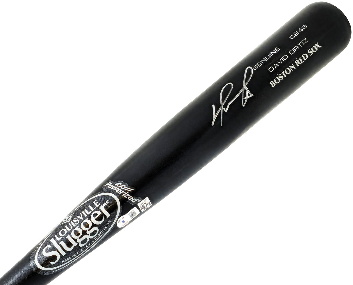 David Ortiz Autographed Black Louisville Slugger Player Model C243 Baseball Bat Boston Red Sox Beckett BAS Witness Stock #222785