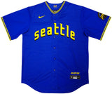 Seattle Mariners Julio Rodriguez Autographed Blue Nike City Connect Jersey Size L Fanatics and MLB Holo Stock #222806