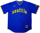 Seattle Mariners Julio Rodriguez Autographed Blue Nike City Connect Jersey Size L Fanatics and MLB Holo Stock #222806